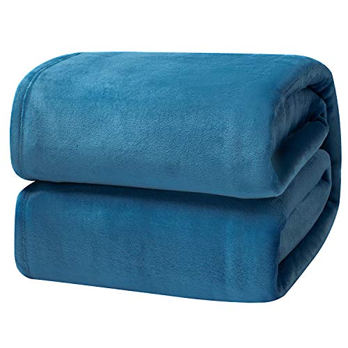 Bedsure Coperta Plaid di Pile - Coperte in Pile Morbido Morbido Coperta Divano Matrimoniale King 270x230 Blu Petrolio