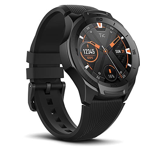 Smartwatch Ticwatch S2, durata militare statunitense, impermeabile 5 ATM, GPS integrato, cardiofrequenzimetro, musica, smartwatch sportivo Wear OS by Google, compatibile con Android e iOS, nero.