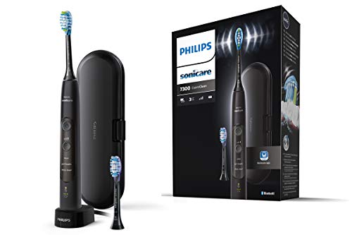 Philips Sonicare ExpertClean 7300 HX9601/02 Spazzolino Elettrico con Tecnologia Sonica, Connesso con App, 3 Modalità di Pulizia e 3 Intensità, Nero