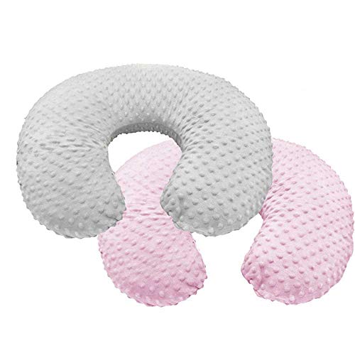2 pezzi - Federa allattamento Fodera per cuscino infermieristica per neonati Facilita L'allattamento al seno- Morbido e non irritante (Cuscino non incluso) (Grigio + Rosa)