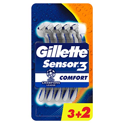 Gillette Sensor3 Comfort Lamette da Uomo Usa e Getta, Confezione da 3+2