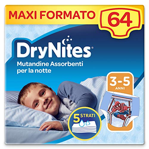 Drynites Mutandine Assorbenti per la Notte per Bambino, 16-23 Kg, Confezione da 64 pezzi (4 x 16)