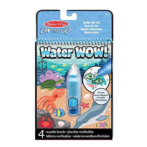 Melissa & Doug Wow da Viaggio Quaderno per attività Riutilizzabile con Disegni Che Si rivelano con l'acqua-in Fondo al Mare Blocco da Scoprire, Multicolore, 19445