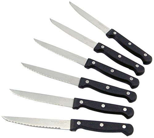 Le Couteau Du Chef Il Coltello del Capo 10320003 – Set di 6 coltelli da Bistecca 3 Rivetti Acciaio Inossidabile/ABS Nero 23,3 x 2,4 x 1,8 cm