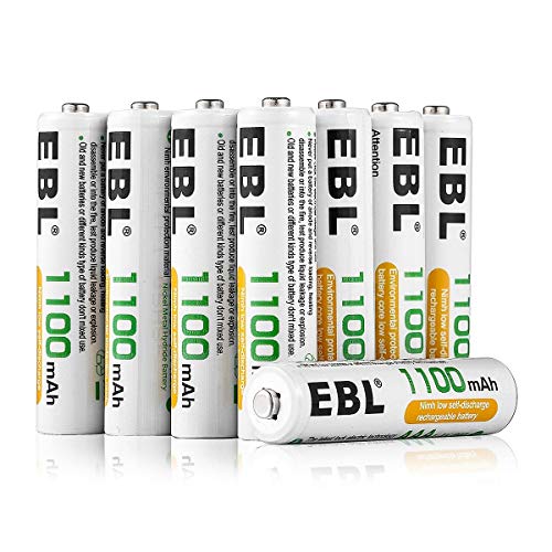 EBL AAA Batterie Ricaricabili con 1200 cicli,Pile Ricaricabili da 1100mAh Ni-MH con Comodo Astuccio,Confezione da 8 pezzi