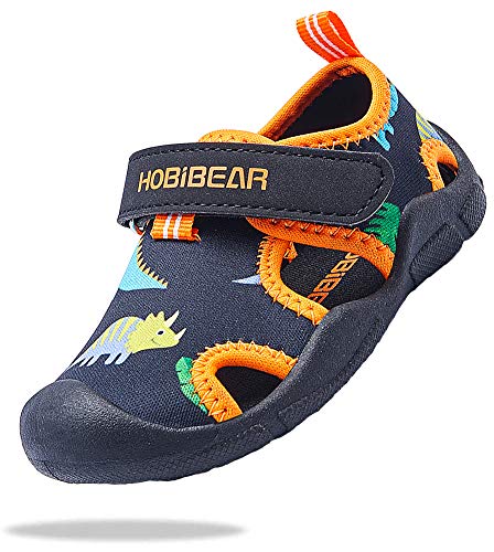 ChayChax Scarpe da Mare e Acqua Bambini Estivi Sandali Sportivi Ragazzi Ragazze Sandali a Punta Chiusa da Spiaggia, Nero Arancione, 26 EU