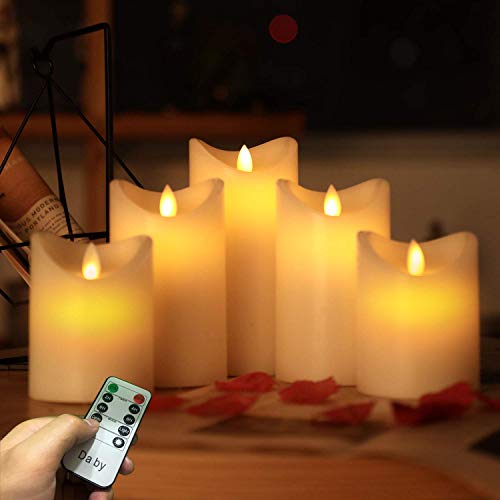 Candele LED di Da by, Senza Fiamma Altezza 10 cm × 2, 13,5 cm × 2, 16,5 cm × 1; Diametro 8 cm; Candela Batteria ultimo Stile 5PCS