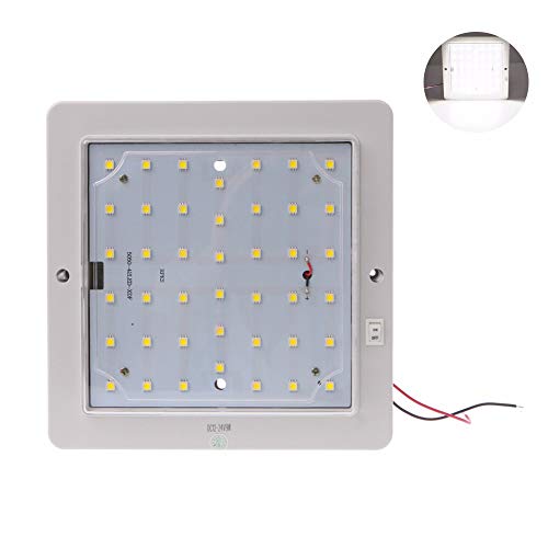 Lampada da soffitto a LED Quadrata, ZONCENG1 42 LED Lampada da soffitto Luce interna della cupola 12V 9 W per Camper rimorchio roulotte furgoni (Bianca)