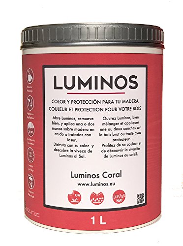 Luminos LUM1110 -CORAL- Impregnante/Finitura Protettiva per Legno. Colore Rosso Corallo. 1 Liter