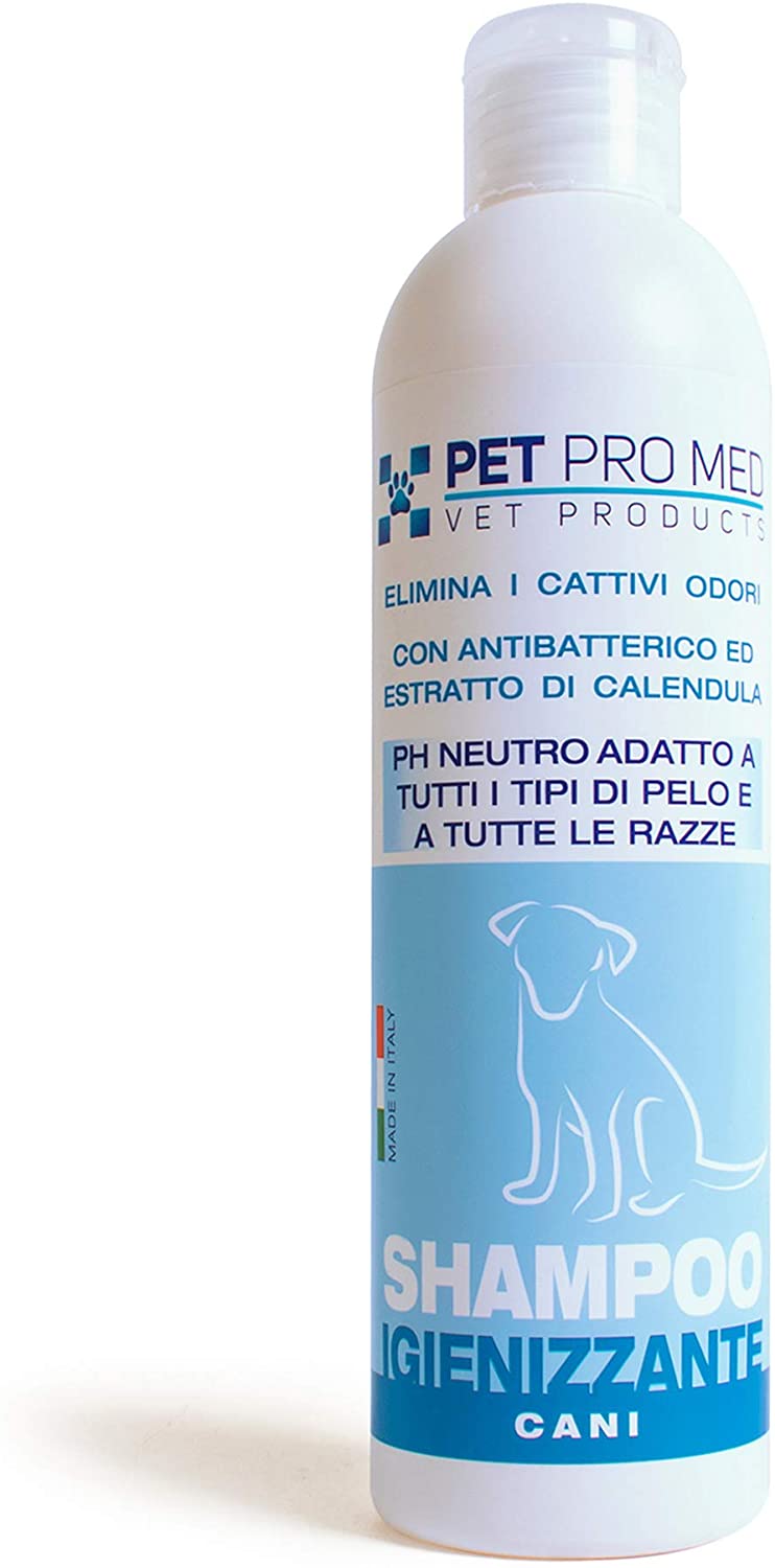 Virosac PetProMed - Shampoo Igienizzante ideale per eliminare i cattivi odori del manto del cane - 1 flacone da 250 ml con estratto di calendula