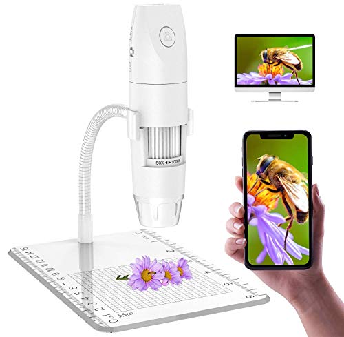 Microscopio Digitale WiFi, Microscopio Tascabile Fotocamera SKYBASIC USB con ingrandimento da 50x a 1000x Microscopio 1080P FHD 2.0 MP 8 LED WiFi Compatibile con Android iPhone tablet Windows Mac