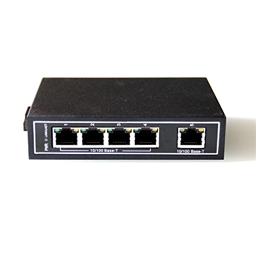 WIWAV WDH-5ET-DC 10/100 Mbps Switch Ethernet industriali Non gestiti a 5 Porte con Guida DIN/Montaggio a Parete (Senza ventole, -30 ℃ ~ 75 ℃)