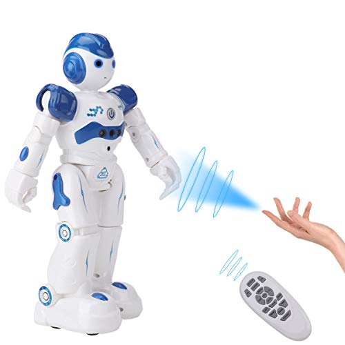 Robot Giocattolo Bambini, Robot Intelligente, Giocattoli Telecomandati e Controllo Gesti, Programmabili, Molteplici Funzioni per Cantare Danza e Studiare, Imita la Voce, Regalo di Natale Ideale (Blu)