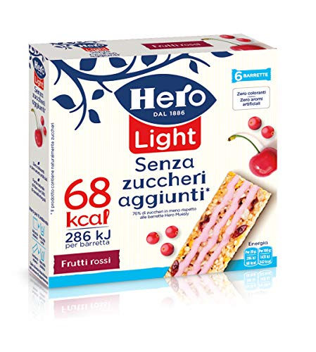 Hero Light Barrette ai Cereali Frutti Rossi - 10 Confezioni da 6x20 g