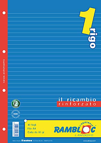 Ricambio rinforzato Rambloc Pacco da 4 Ricambi A4 1 rigo (160 fogli totali)
