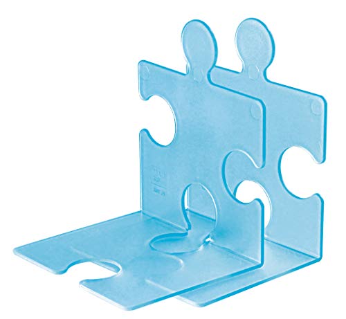 Han - Reggi CD/libri a forma di tessere di puzzle, 123 x 142 x 171 mm, confezione da 2 pezzi Blu traslucido