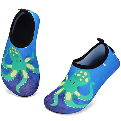 katliu Bambini Scarpe da Immersione Ragazze Ragazzi Scarpette da Surf da Scoglio Water Shoes per Piscina Nuoto Spiaggia Canottaggio Vela Aqua Cycling Snorkel Mare Fiume(068 Blu, 34/35 EU)