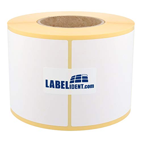 Labelident - Etichette termiche su rotolo, 100 x 100 mm, 1000 etichette termiche dirette senza BPA, per stampanti standard e industriali, autoadesive, non rivestite