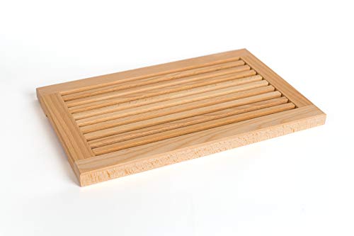 TNNature - Tagliere per pane con griglia raccogli briciole e raccogli briciole, in legno di faggio, 40 x 25 x 2,5 cm, Legno, Piccolo
