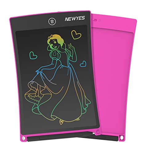 NEWYES Lcd Tablet da Scrittura Colorato - Blocco da scrittura elettronico da 8,5 pollici senza carta, Blocco note da disegno, adatto per bambini, in Ufficio, o per la famiglia (Rosa)