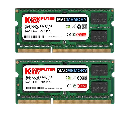 Komputerbay MACMEMORY 8GB (2x 4GB) DDR3 PC3-10600 1333MHz SODIMM 204-Pin Memoria del computer portatile per Apple Mac