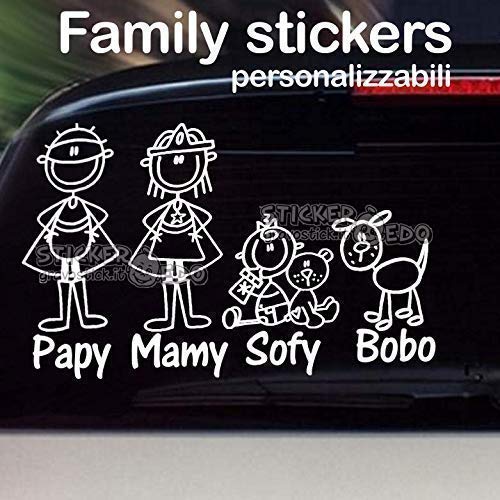 STICKEREDO Adesivo famiglia a bordo, family sticker, adesivo bimbo a bordo