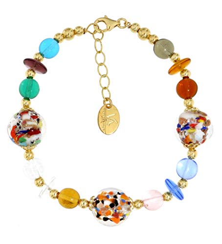 Venetiaurum - Bracciale per Donna Con Perle Multicolore In Vetro Originale Di Murano E Argento 925 - Gioiello Made In Italy Certificato