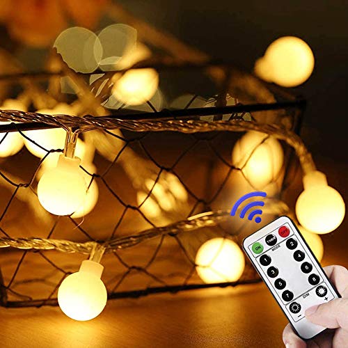Lamantt - Stringa di luci a LED, luce bianca calda, 6 m, 50 LED, con 8 modalità di illuminazione, per interni, esterni, feste, soggiorno, camera da letto, giardino