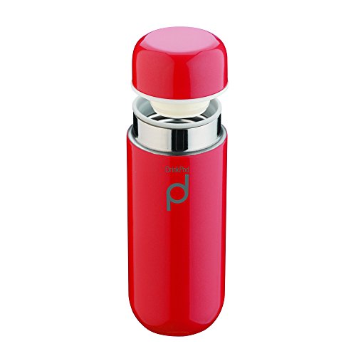 Grunwerg Pioneer Thermos DrinkPod in Acciaio Inox, Acciaio Inox 18/10, Colore: Rosso, 0,2 L