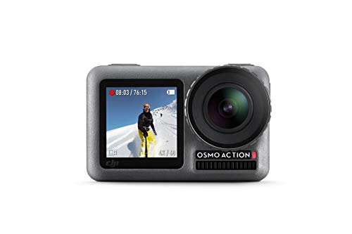 DJI Osmo Action Cam, Camera Digitale con Doppio Display, Fino a 11 m, Resistente all'Acqua, Foto e Video in 4K HDR, 12MP, 145° Camera Angolare, Nero