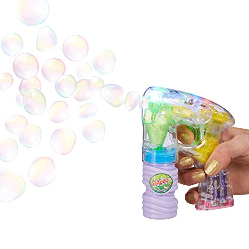 Relaxdays Pistola a Bolle di Sapone, Batterie Incluse, Luci LED, Party, Carnevale, HLP 14,5x11,5x5 cm, Trasparente, L, 10020603
