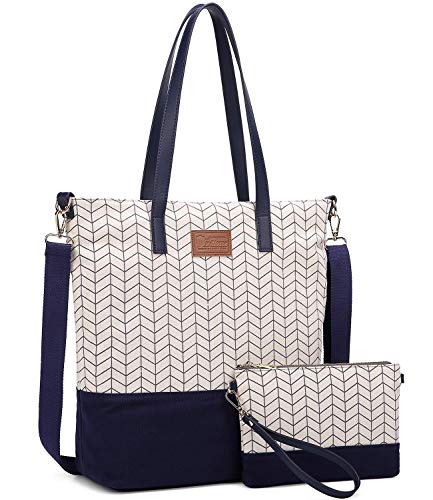 Borsa Donna, Myhozee Moda Borsa Tote Borse in Tela Borse a Spalla Tracolla a Spalla Semplice Borsetta Crossbody Messenger Bag con Tracolla Staccabile per Lavoro, Shopping, Casual & Work (Blu)