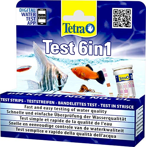 Tetra Test 6in1, Test dell'Acqua per l'Acquario, Controllo Facile e Veloce della Qualità dell'Acqua, 25 Strisce