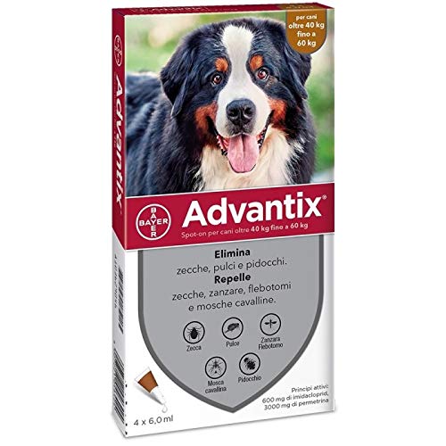 advantix Spot on Cani antiparassitario Cane 4 tubetti 6,0ml, Multicolore, Unica