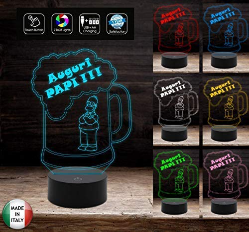 Idea regalo COMPLEANNO O FESTA DEL PAPA’Lampada led 7 colori Touch Boccale birra
