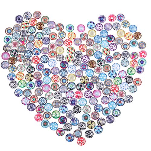 SHEGRACE Cabochon in Vetro con Cupola a Mosaico, Perle di Vetro Semicircolari Stampate Colorate, Circa 200 Pezzi