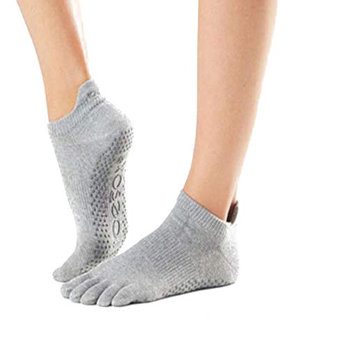 JUNSHUO 5 Dita Calze da Yoga in Cotone，Donna Yoga Calzini Antiscivolo Adatti a Danza,Fitness,Pilates, Yoga, Ginnastica e Fitness .Colore: Grigio/Rosa/Cielo Blu, EU35-39 (Grigio)