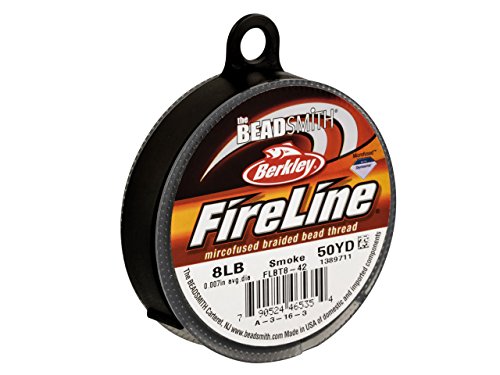 Beadsmith Fireline Kumihimo Bobina filo da 45,7 m – disponibile in cristallo o fumo, Grey, Smoke | 0.17mm ⌀