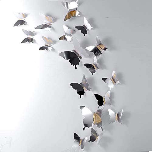 48 Pezzi DIY Farfalla Specchio Combinazione Adesivi Murali Farfalla 3D Decalcomanie a Casa Decorazioni