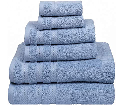 CASA COPENHAGEN Bella Luxury Hotel & Spa, set di 6 asciugamani turchi in cotone 600 g/mq, include 2 asciugamani da bagno, 2 asciugamani per le mani, 2 salviette, colore: Skyway
