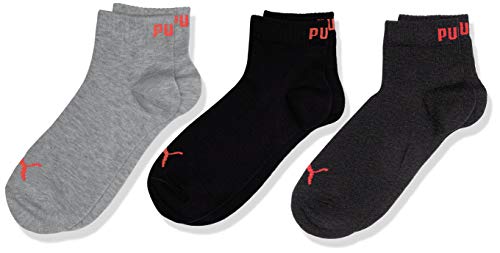 PUMA Kids' Bwt Sneaker-Trainer Socks (3 Pack) calze, Grigio/Nero, 27/30 Unisex-Bambini