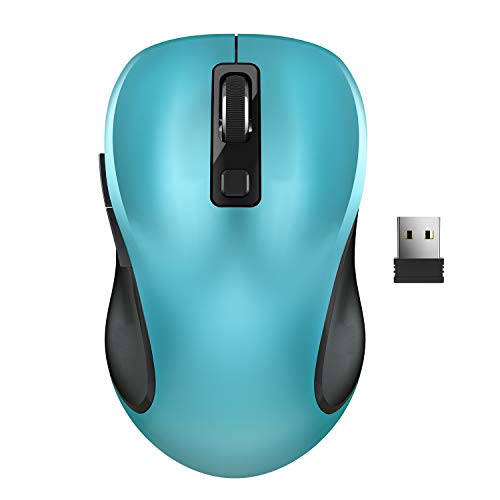 Mouse Senza Fili, WisFox Mouse Ergonomico Wireless 2.4G Mouse del Computer Mouse Laptop Mouse USB 6 Pulsanti con Ricevitore Nano 3 Livelli DPI Regolabili Mouse Senza Fili per Windows, Mac (Verde)
