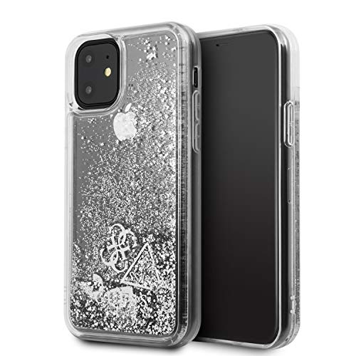 Guess Cover della serie Glitter Hearts Collection GUHCN61GLHFLSI per iPhone 11, Argento