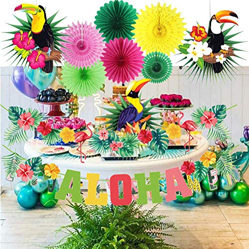 Sayala Summer Party Decoration Kit,Hawaiano Decorazione del Partito Tropicale Luau Palloncini Tropicali per La Decorazione di Festa (Flamingo)