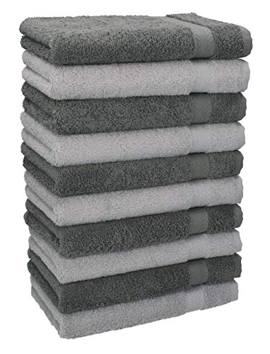 Set di 10 Asciugamani per Gli Ospiti Premium Colore: Grigio Argento e Grigio Antracite Misura: 30 x 50 cm