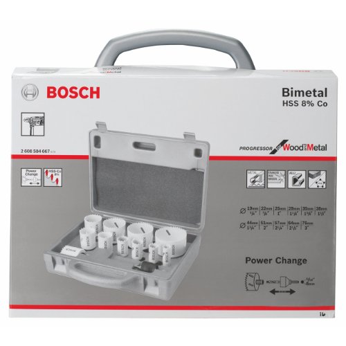 Bosch 2608584667 - Set di seghe a tazza Progressor, 19/22/25/29/35/38/44/51/57/65/76 mm