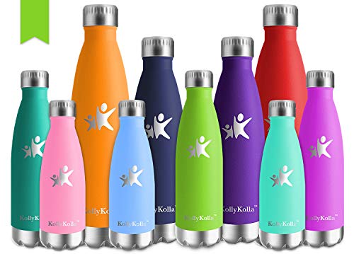 KollyKolla Bottiglia Acqua, Borraccia Termica in Acciaio Inox 650ml, Bottiglia Bambini Isolamento Sottovuoto a Doppia Parete, Bottiglia Sports Senza BPA per Escursionismo, Yoga, Bicicletta, Scuola