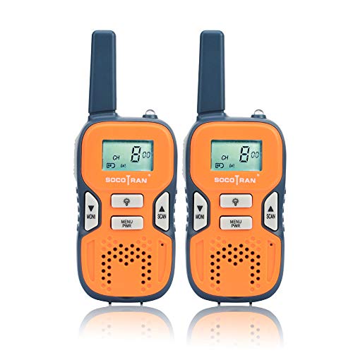 SOCOTRAN Walkie Talkies Bambini, 8 Canalis Ricetrasmittenti PMR446 Comunicazione Radio Walky Talky Bambini con VOX Scan Monitor Torcia per Campeggio Escursionismo