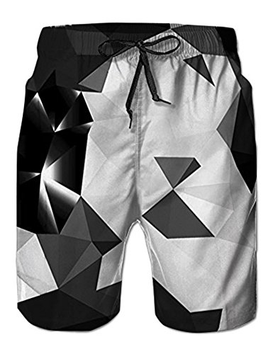 Fanient Uomos Swim Trunks Costume da Bagno Pantaloncini Diamond Pattern Summer Cool Quick Dry Pantaloncini con 2 Tasche Laterali Fodera in Mesh