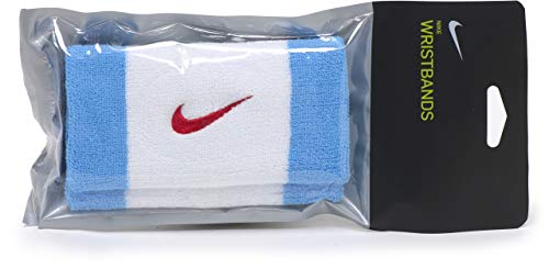 Nike Swoosh Doublewide Wristbands - Polsiera, Unisex, da Adulto, Unisex - Adulto, AC2287, Bianco/Blu/Rosso, Taglia Unica